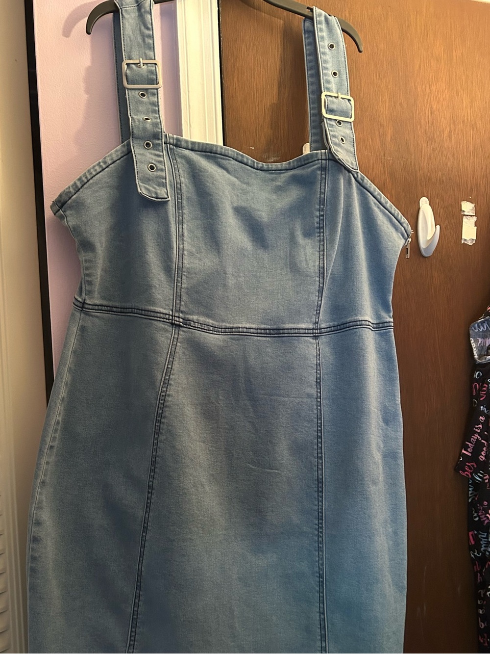 FTF Light Blue Denim dress with adjustable strap PLUS SZ2